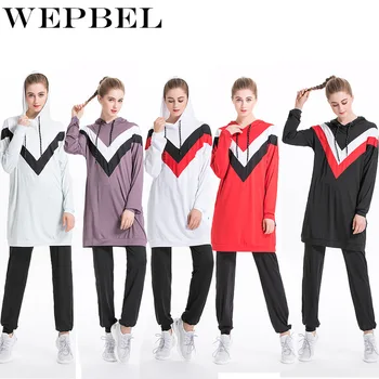 

WEPBEL Women Islamic Tracksuit Hoodies Sets Sweatshirt Pants Sets 2 Pieces Muslims Tracksuits