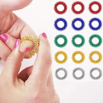 

Spiky Sensory Finger Rings Finger Massager Roller Spiky Finger Ring/Acupressure Ring Set for Teens Adults Silent Stress Reducer