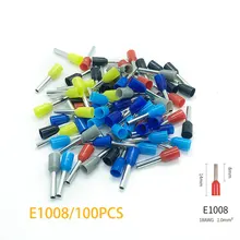 100pcs/PackE1008Insulated Ferrules Terminal Block Cord End Wire Connector Electrical Crimp Terminator 100pcs/PackE1008Insulated Ferrules Terminal Block Cord End Wire Connector Electrical Crimp Terminator