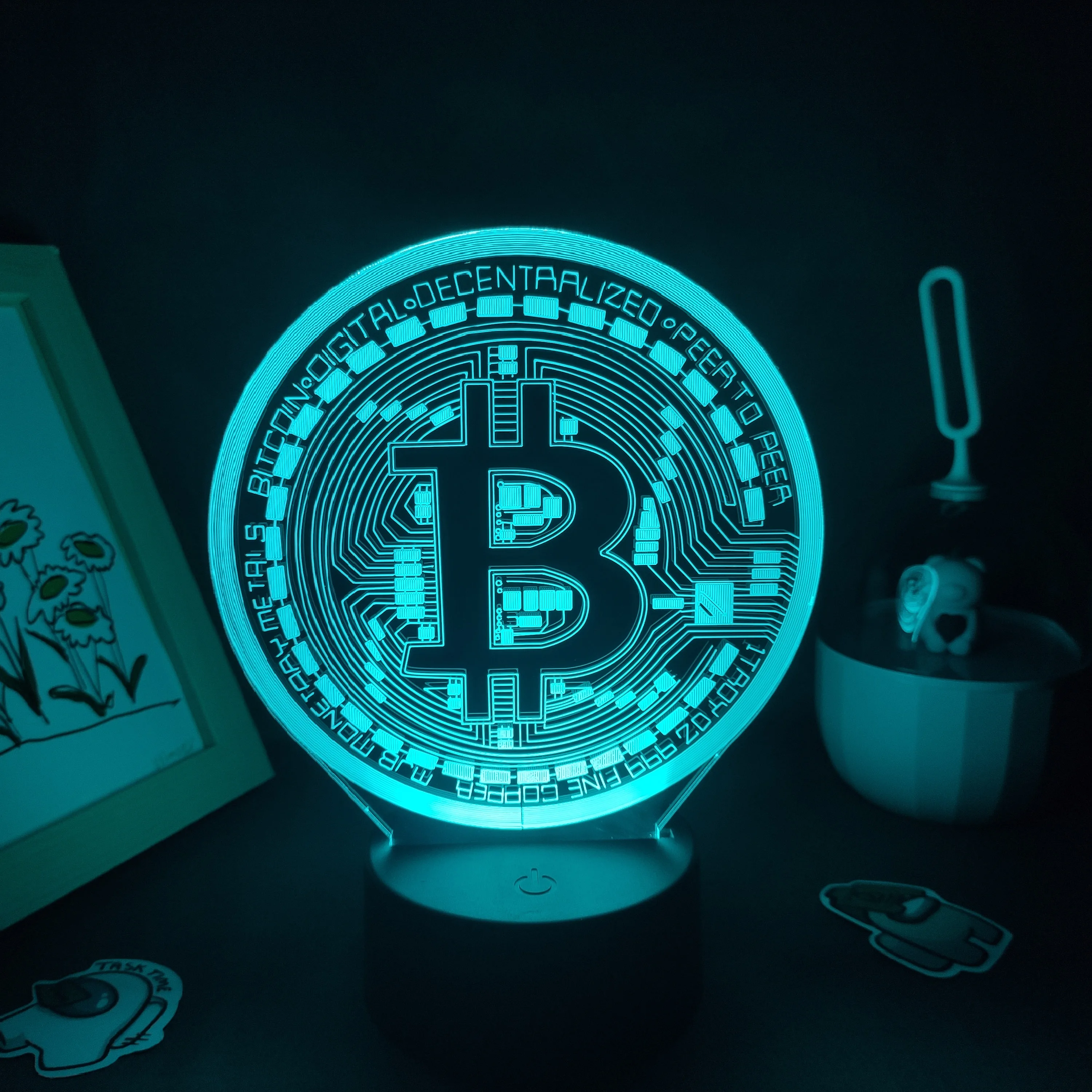 

Bitcoin 3D Led Lava Lamp RGB Acrylic Battery Night Lights Birthday Colorful Bedroom Bedside Company Coffee Table Desk Decoration
