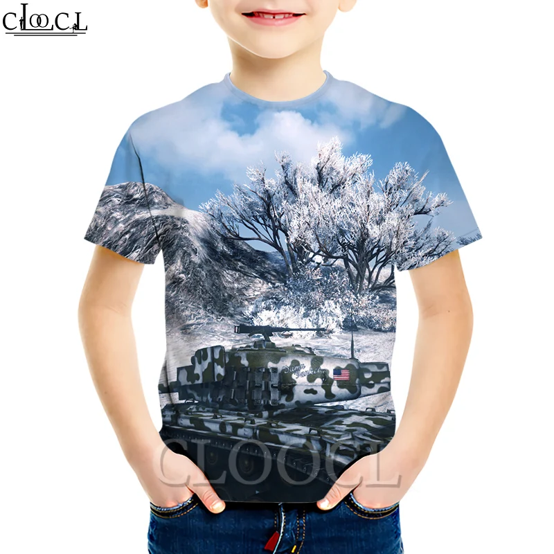 Детские футболки CLOOCL с принтом World of Tanks для мальчиков и девочек детская летняя