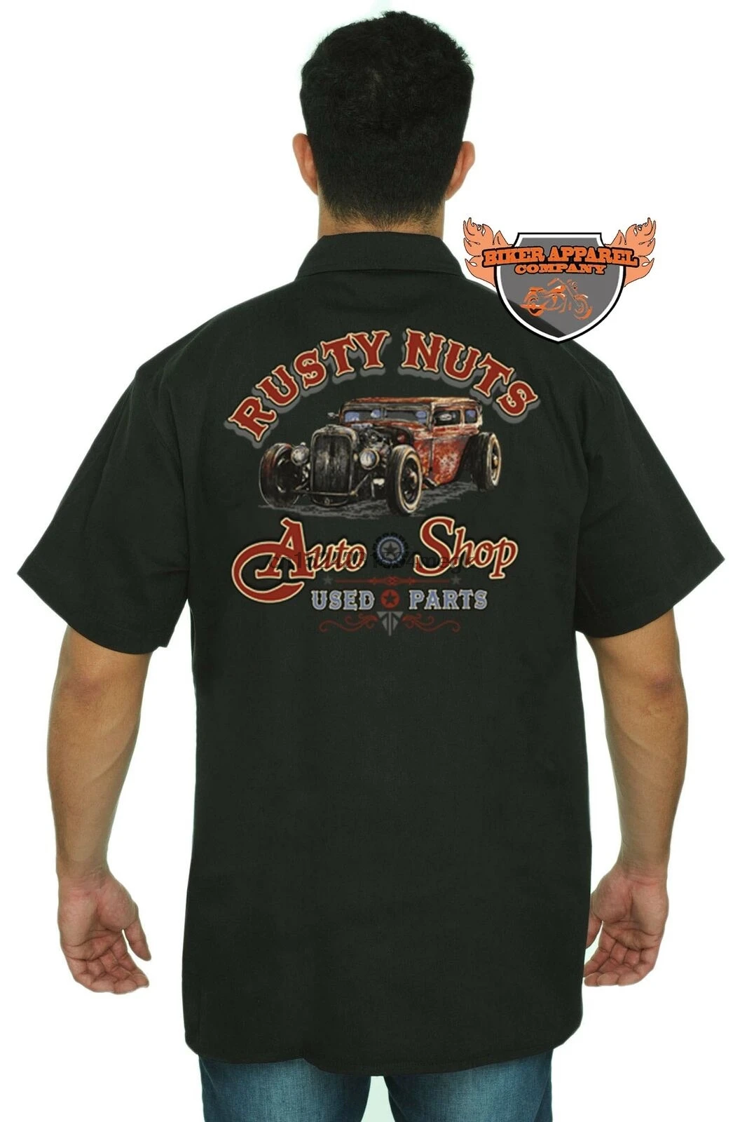 Мужская Байкерская Рабочая Рубашка для байкеров rusty nuts auto shop MECHANIC M L XL 2XL 3X 4X 5X |