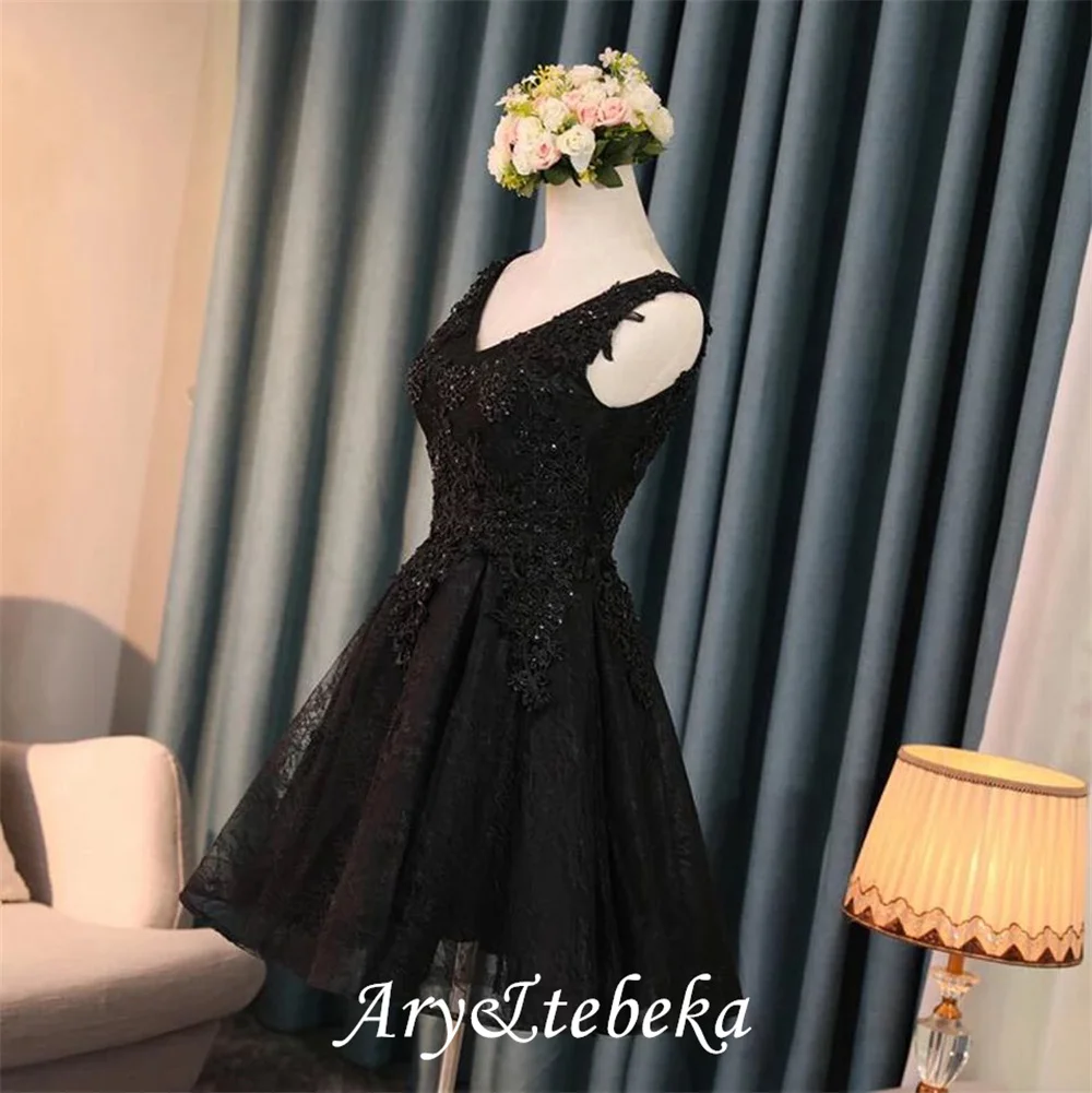 Sexy Black Red Short Prom Dresses платье на выпускной V-Neck Appliques Beading Lace Up Knee Length Cheap Homecoming Dress 2022