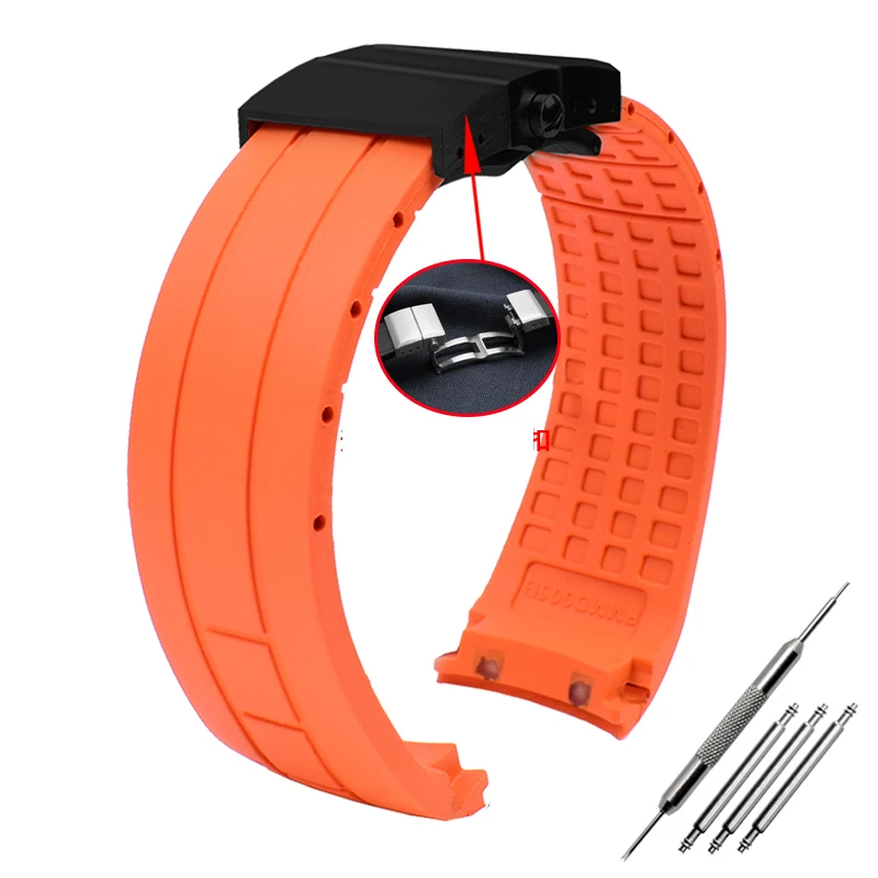 Premium 23mm/22mm Silicone Rubber Watch Strap - Versatile Design for Sophisticated Timepieces
