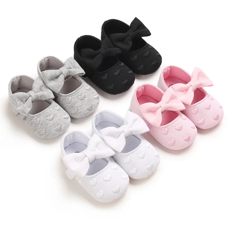 Zapatos de primeros pasos para bebé niña, calzado para recién nacido con lazo bonito, andador infantil de fondo suave niño antideslizante, zapatos de princesa para niña