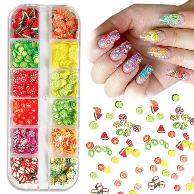 Summer 3D Fruit Tiny Slices Nails Art Decorations Mixed Sized DIY Designs Lemon Nail Accessories Women Tips Manicures | Красота и
