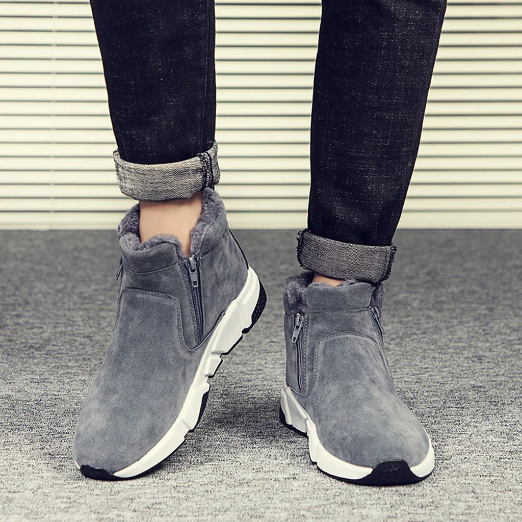 30# модная Мужская зимняя бархатная Нескользящая уличная прогулочная обувь; хлопковые ботинки; домашняя обувь - Цвет: Gray
