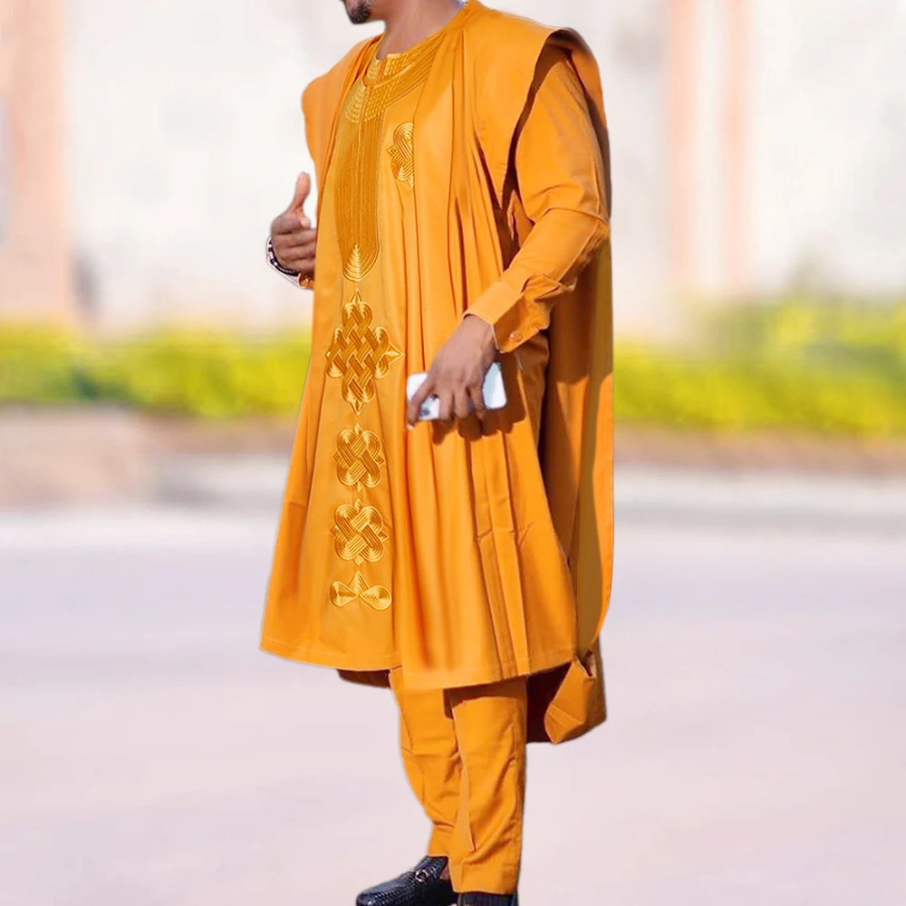 H & D 2021 Новая африканская мужская одежда Agbada наряд кафтан комплект из 3 предметов