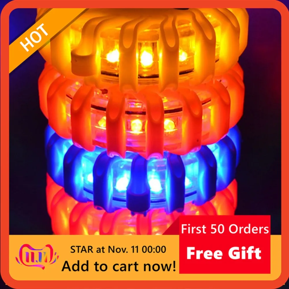 

2pcs LED Emergency Magnet Flashing Warning Night Lights Safety Road Flare Emergency Lights with Magnetic Base for Car Truck Boat