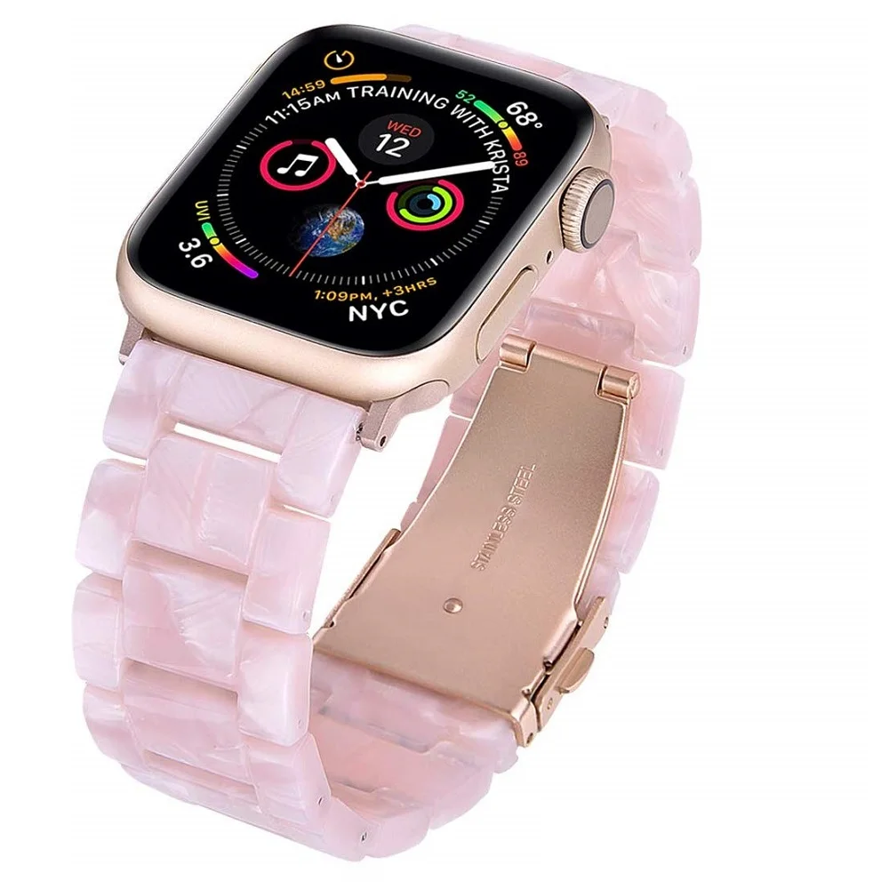 Полимерный ремешок для Apple Watch, ремешок 40 мм, 44 мм, ремешок для iWatch, браслет, ремешок для часов с пряжкой из нержавеющей стали, серия 5 4
