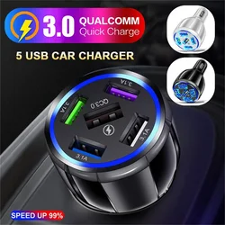 Adaptateur rapide de chargeur de voiture, Mini allume cigare à ports multiples, 2/3/4/5 USB 