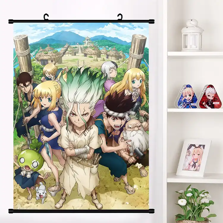 Anime Dr Stone Ishigami Senku Shishio Tsukasa Wall Scroll Mural Poster Wall Hanging Poster Otaku Home Decor Collection Art Gift Painting Calligraphy Aliexpress