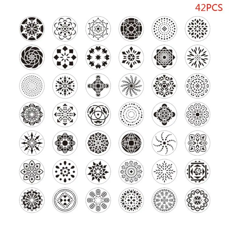 

42pcs/set Mandala Stencil Drawing Template Ruler for Painting Board Scrapbooking