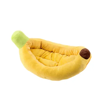 

WH Fashion Soft Washable Banana Cat Puppy Bed House Cute Cushion Kennel Warm Portable Pet Mat Beds Creative Cats Plush Nest Bed