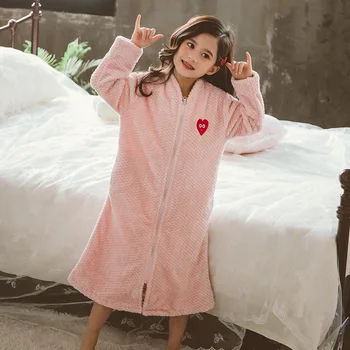 

Winter Bath Robes for Girls Princess Child Flannel Bathgowns Kids Thicken Warm Sleepwear Baby Girl Clothes Nightwear for 4-14Y