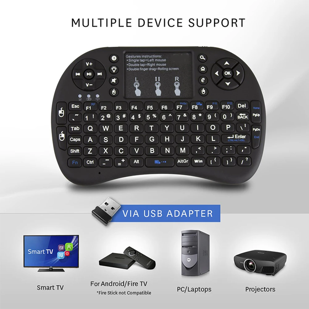 2.4Ghz Wireless Keyboard 7 color backlit i8 Mini Russian English colour Air Mouse with Touchpad Remote Control Android TV Box | Компьютеры
