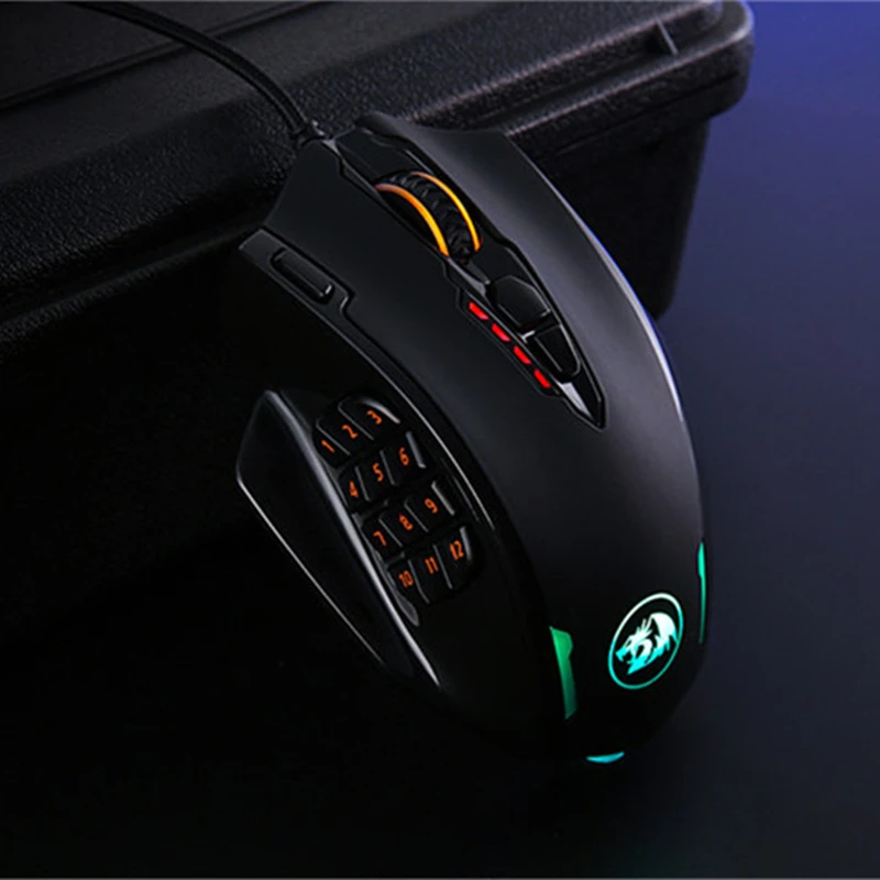 Redragon Impact M908 Wired Laser Gaming Mouse 12400 Dpi 19 Botões Programáveis e Rgb Led Alta Precisão para Mmo - Imagem 6