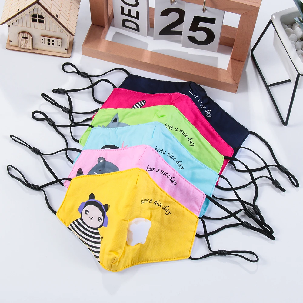 

Child Cotton Anti-Dust PM2.5 Mouth Mask Cartoon Activated carbon filter respirator with Breath valve Anti-Dust Mask For Kids