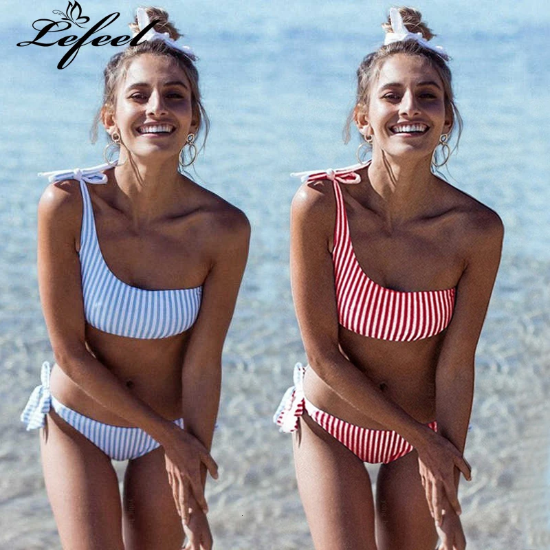 Lefeel бикини Mujer женский 2019 бикини набор купальников сексуальная девушка с низкой талией Летние Купальники Пляжная одежда полосатые