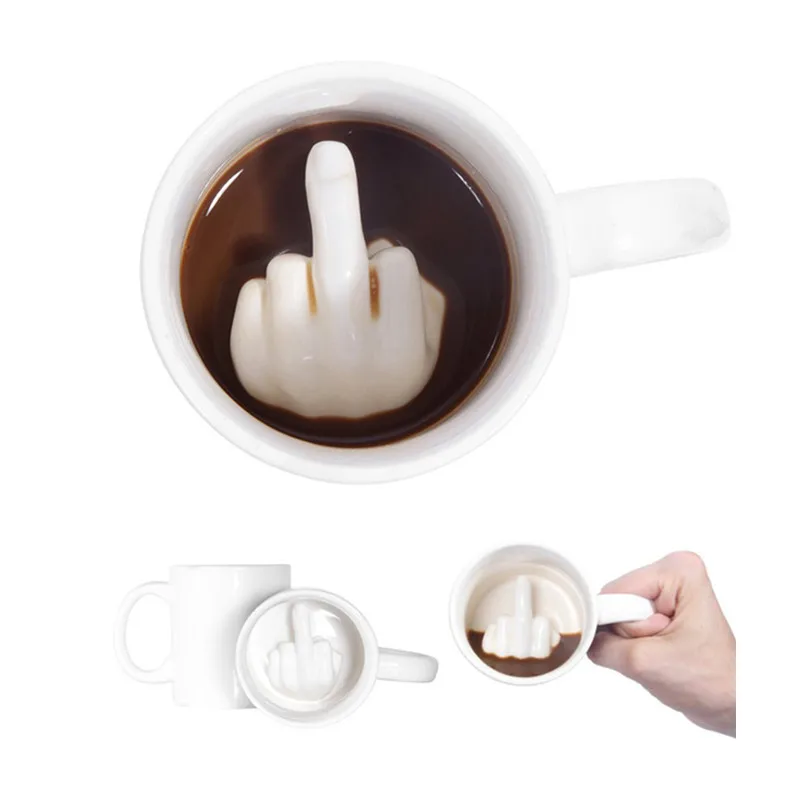 Креативная Милая кружка, чашка для кофе, молока, дизайнерская, новинка, белая, средний палец, стильная кружка, чашка для воды, смешная керамическая чашка, 300 мл, Подарочная чашка