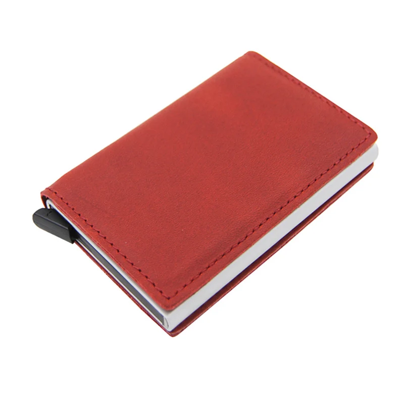 Натуральная кожа RFID сумочки Для мужчин кредитницы тонкий кошелек мужской кошелек мини тонкий кошелек для денег Уоллер Vallet Walet - Цвет: red