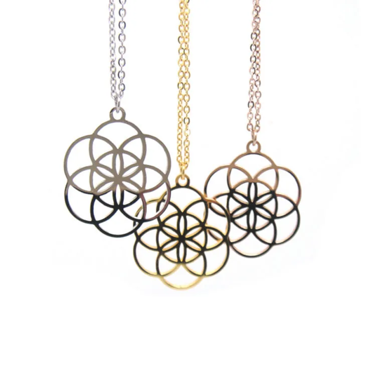

The Flower of Life Necklace Life round Stainless Steel Ornament Titanium Steel Pendant Necklace