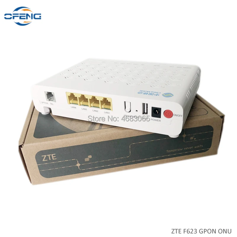 Оригинальный Новый волоконно оптический ZTE F623 6 0 FTTH GPON ONU ONT маршрутизатор с 1GE + 3FE