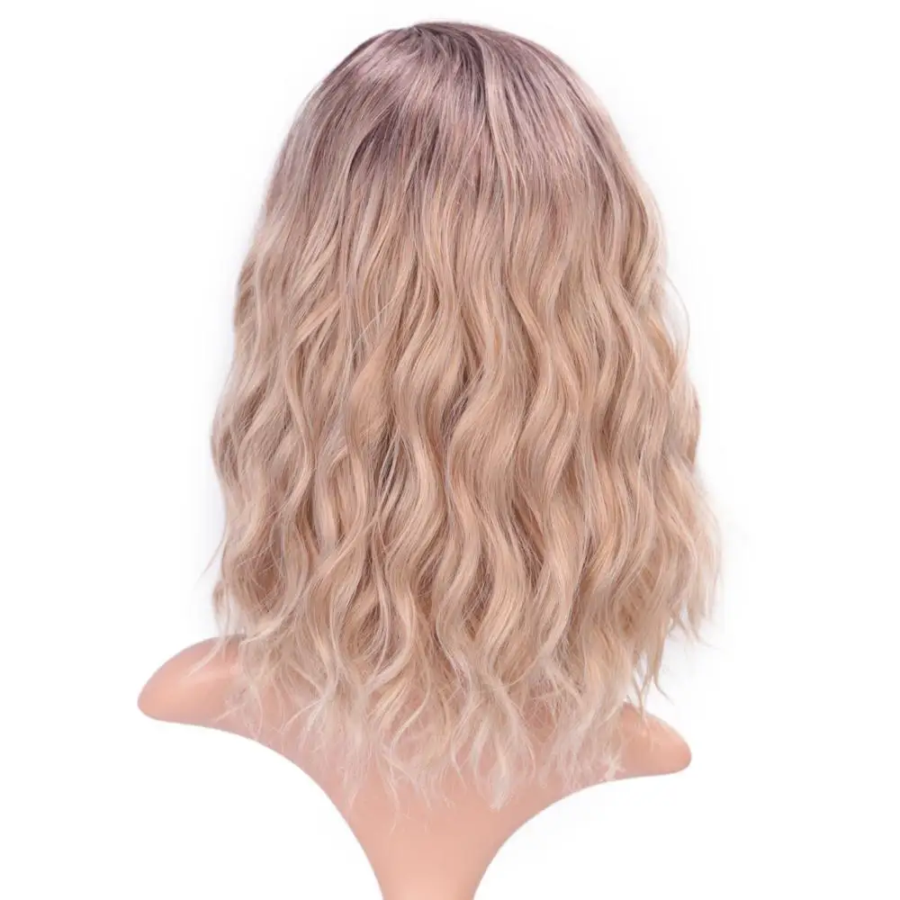 Doris BEAUTY Ombre Blonde короткий парик волна воды синтетические парики для женщин розовый фиолетовый серый красный черный косплей женские накладные волосы - Цвет: r6-60-30