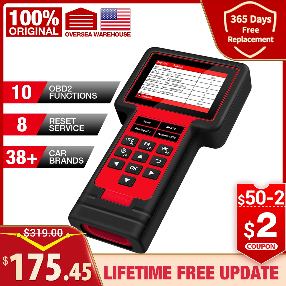 - Thinkcar TS609 OBD2 Scanner ECM TCM ABS SRS System Diagnostic Tool With Oil Brake TPMS SAS ETS Injec BMS DPF Reset Free Update