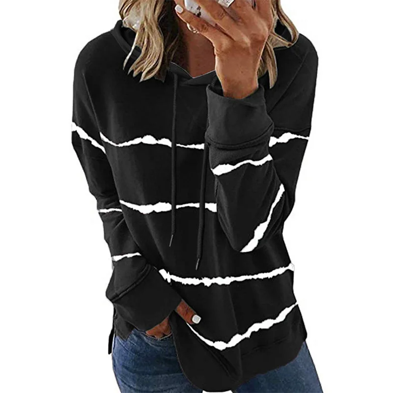 

Shiying Qiudong new striped hoodless sweater women's round neck loose long sleeve top 2532855