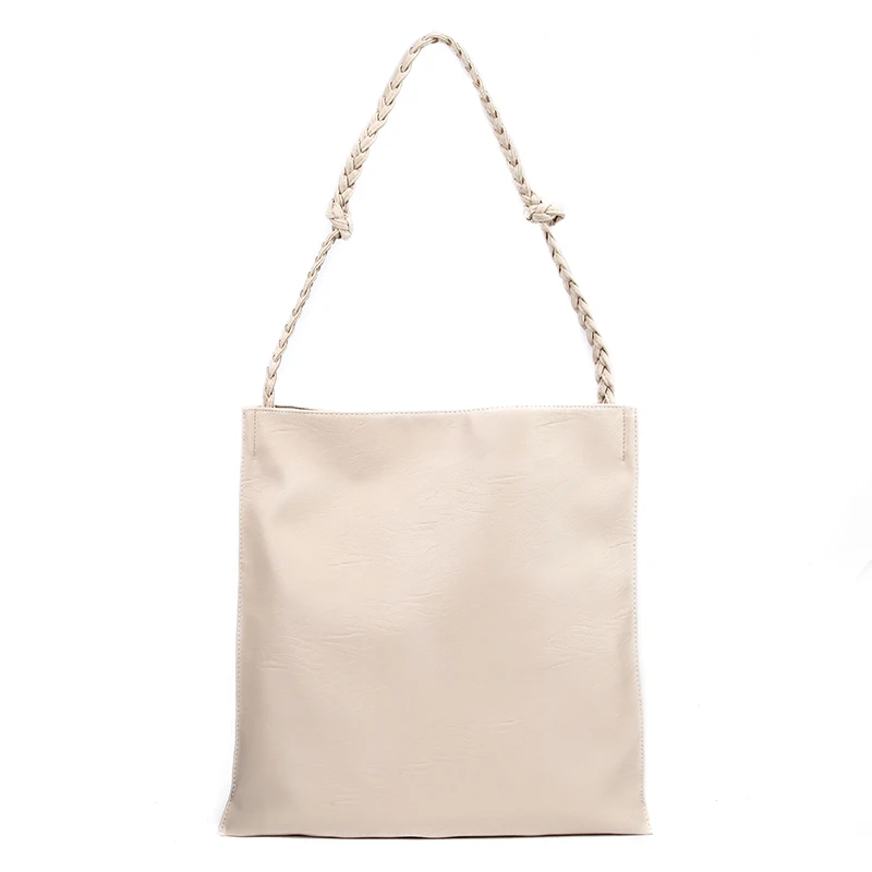 Большая вместительная женская сумка из искусственной кожи, сумки-тоут, высокое качество, женская сумка на плечо, модная дизайнерская повседневная женская сумка через плечо - Цвет: Бежевый