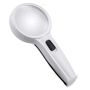 

10X Lighted Magnifying Glass 3 Inch Double Lens Loupe, Handheld Pocket 3 LED Reading Magnifier Portable
