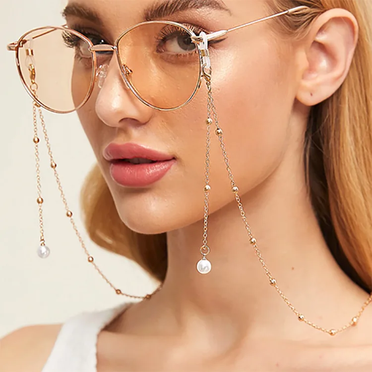 

New Eye Chain Jewelry Fashion Simple Pearl Beads Glasses Chain Hanging Glasses Strap Metal Chain for Women