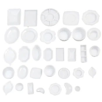 

3Dollhouse Miniature Tableware Plastic Plate Dishes Set Mini Food Plastic Tableware Model Set