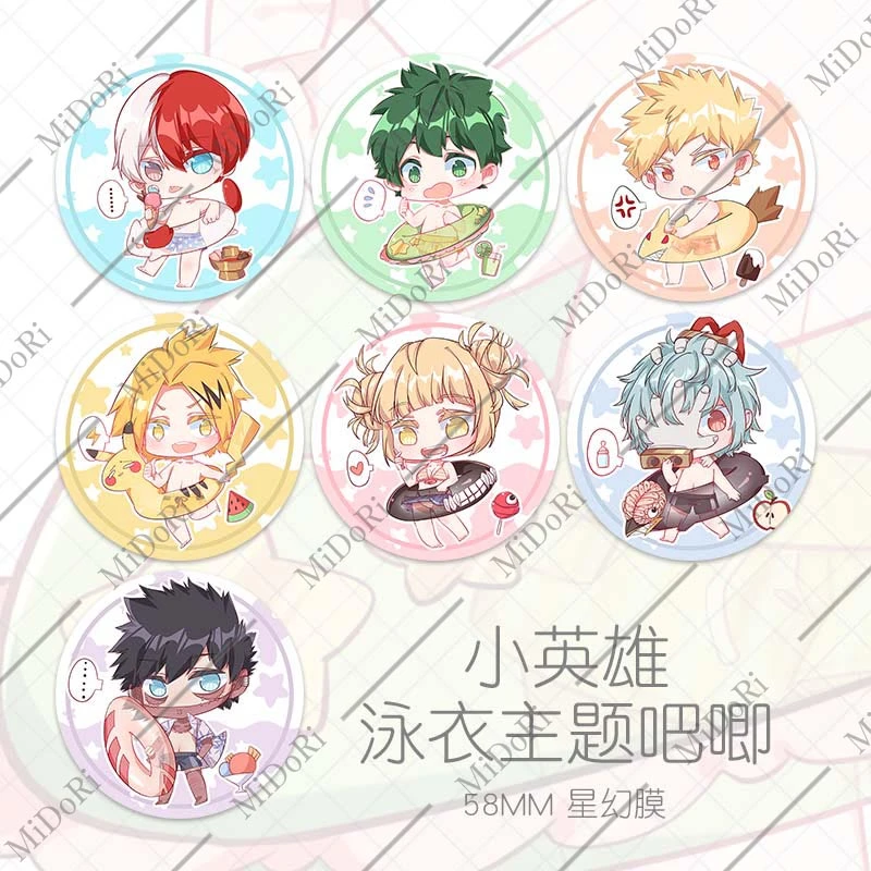 Lindo Anime mi héroe Academia de verano traje de baño versión figura insignia de cosplay dibujos animados broche de botón Pin insignias regalos 58mm| | - AliExpress