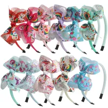 Горячая Распродажа, милые банты для волос с принтом единорога, вечерние повязки для волос с единорогом, Детские аксессуары для волос