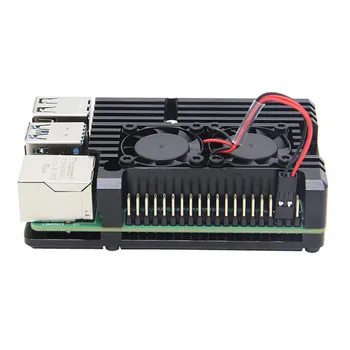 

For Raspberry Pi 4B CNC Aluminum Alloy Case Box with Double Cooling Fans Built-in Thermal Column 331#2