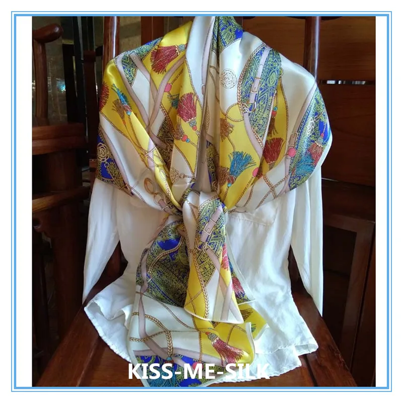 

KMS Chinese Pure mulberry-silk scarf satin silk scarf shawl for Gilr Lady Woman 53*170CM/50G