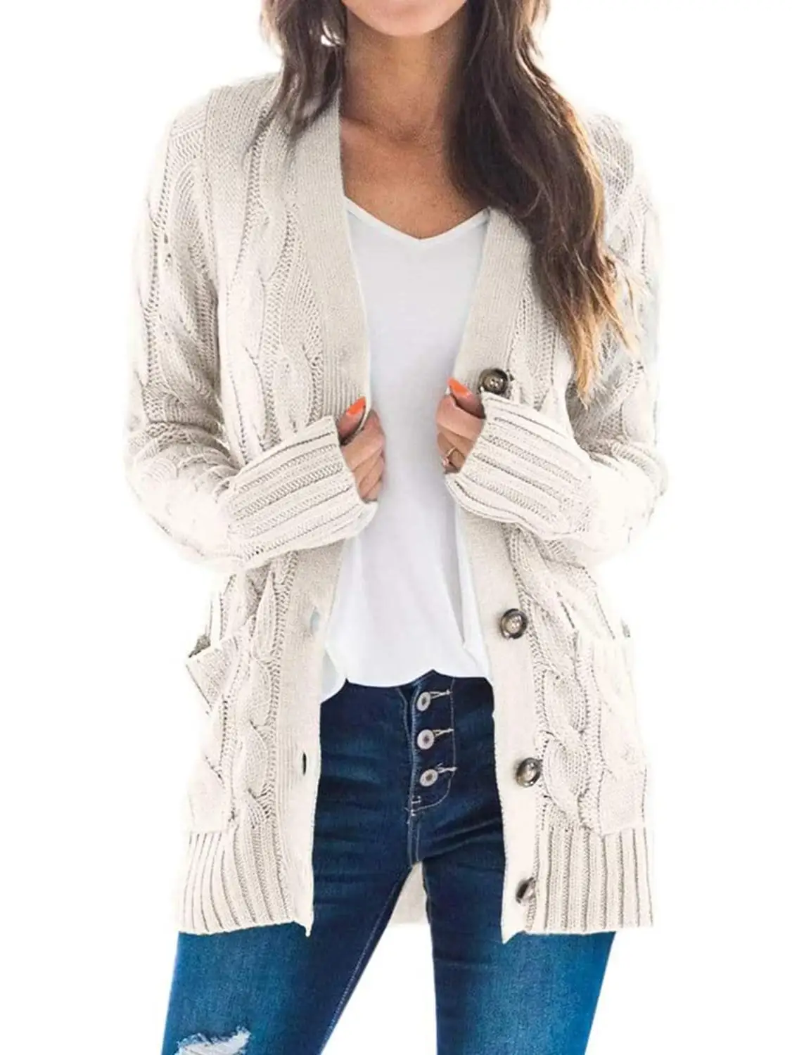 womens long button cardigan