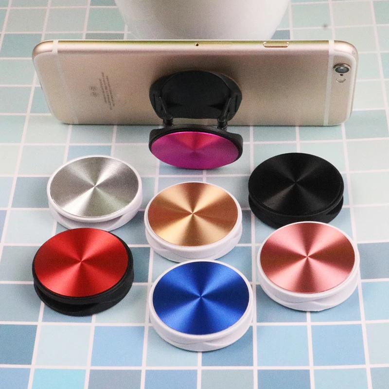 Round Phone Stand Metal Color Solid Grip Phone Holder Car Desk Universal Phone HolderPhone