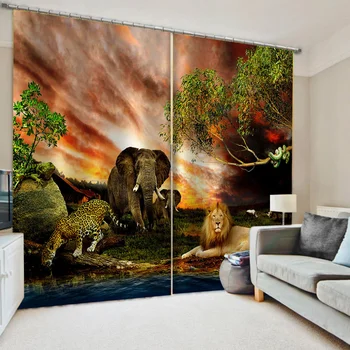 

Customized size Luxury Blackout 3D Window Curtains For Living Room animl elephant curtains 3D Window Curtain For Living Room