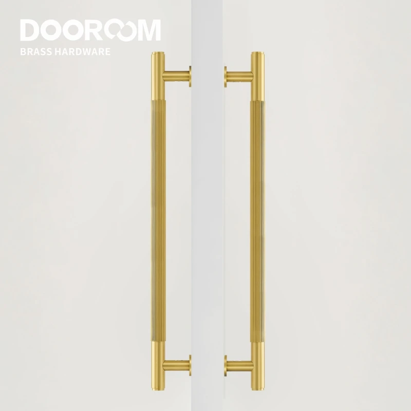 Dooroom porta de bronze duplo único lado linear listrado puxar barra porta madeira porta de vidro do chuveiro quarto ouro fosco preto lidar com bronze