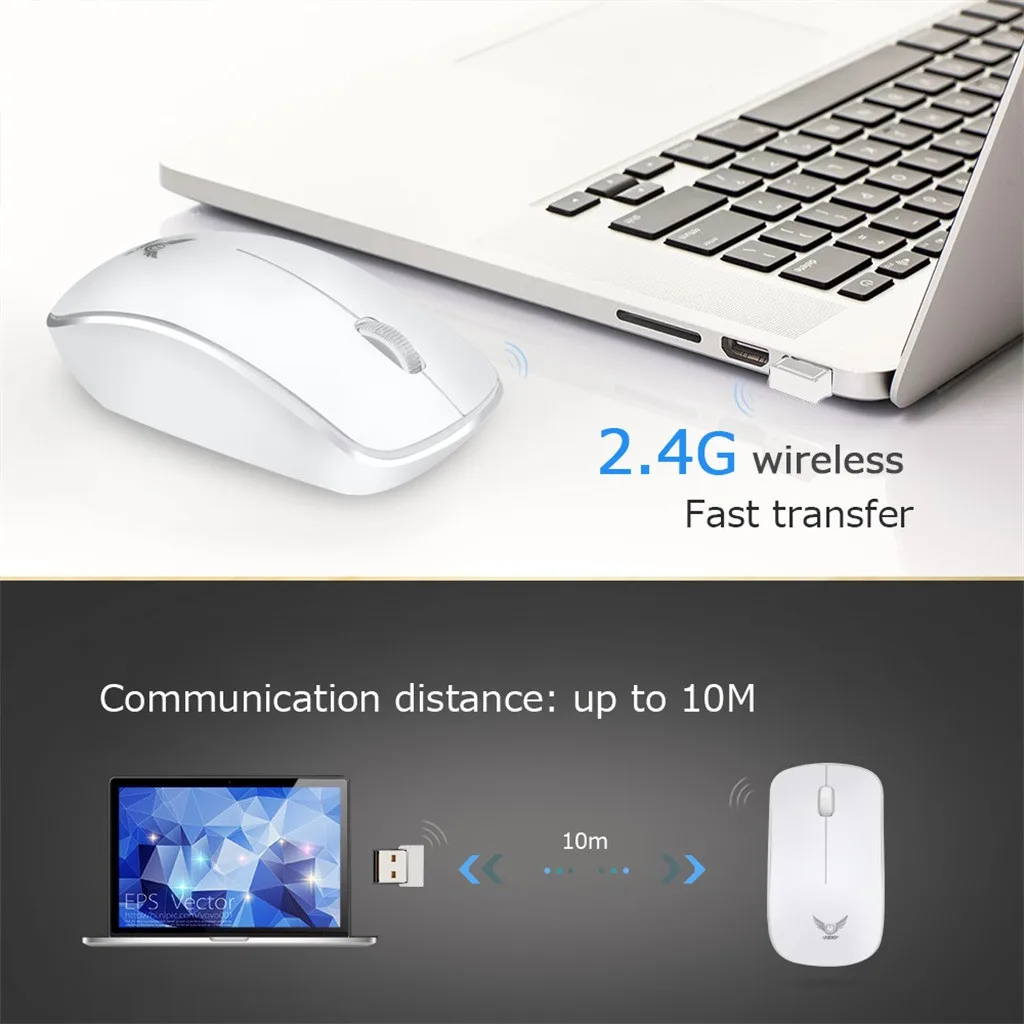 ZERODATE T16 Wireless Mouse USB Receiver Optical Sensor For PC Laptop Tablets