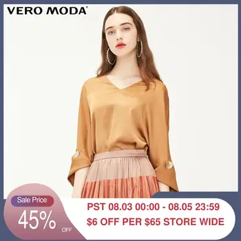 

Vero Moda Women's OL Style V-neckline 3/4 Sleeves Chiffon Top Blouse | 319158507