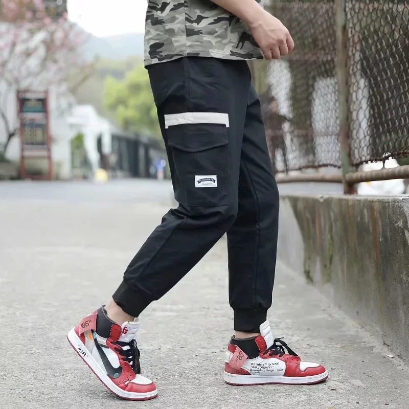 

Casual Pants 2019 Autumn Clothing New Style Solid Color Bib Overall Men's Korean-style Beam Leg Multi-pockets Loose-Fit Trend Ha