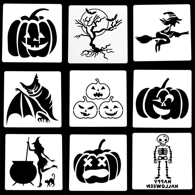 2pc Halloween Stencil Painting Template Stencils For Walls DIY Scrapbooking  Coloring Embossing Accessories Plastic Reusable 15cm - AliExpress