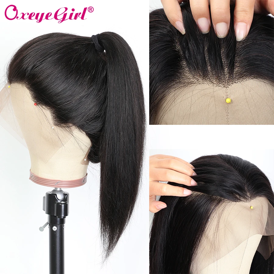 Парики из натуральных волос Oxeye для девочек 13x6, предварительно сорванные поддельные волосы на голову, парик 10-26, бразильские волосы, прямые волосы, волосы remy