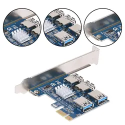 PCIe One To Four PCI Express 16X Slots Riser Card, PCI E 1X To External 4 PCI e USB 3.0 Riser Card 