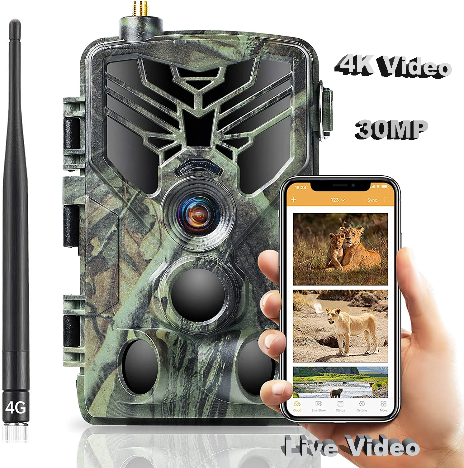 4K Live Broadcast APP Control Trail Camera FREE Cloud Service Wildlife Hunting Cameras 4G 30MP Wireless Night Vision HC810PRO