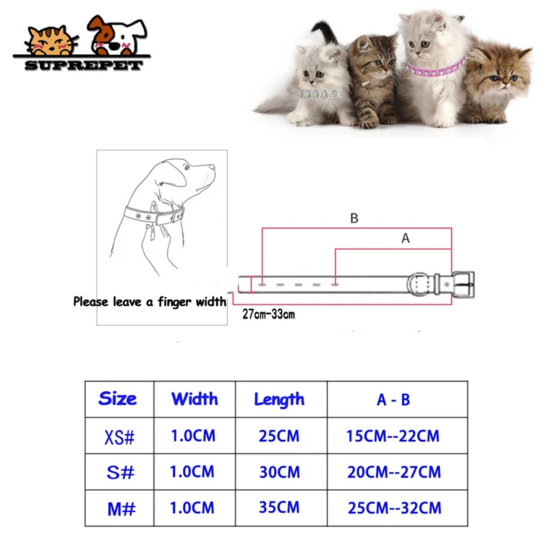 SUPREPET Алмазный блестящий ошейник для собак и кошек ошейник из искусственной кожи щенок маленький ошейник для кошек аксессуары для собак чихуахуа